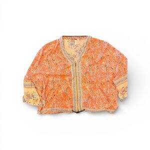 Free People Orange Floral Blouse